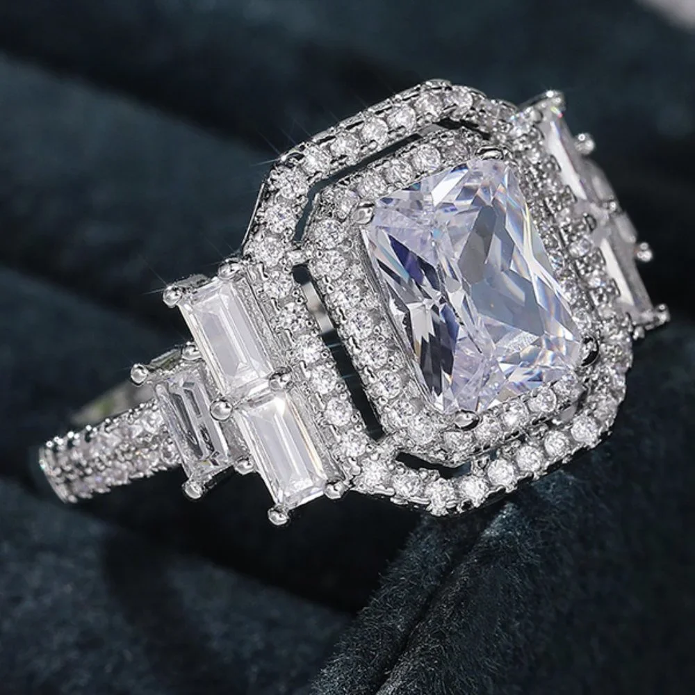 😍Radiant Shiny Cubic Zircon Wonderful Wedding Rings for Women/Girls, L068